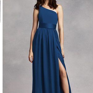 Vera Wang One-Shoulder Bridesmaid Dress Navy 4